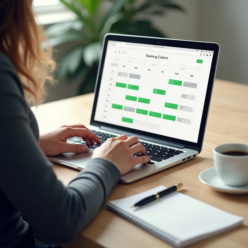 Digital booking interface showing equipment availability calendar